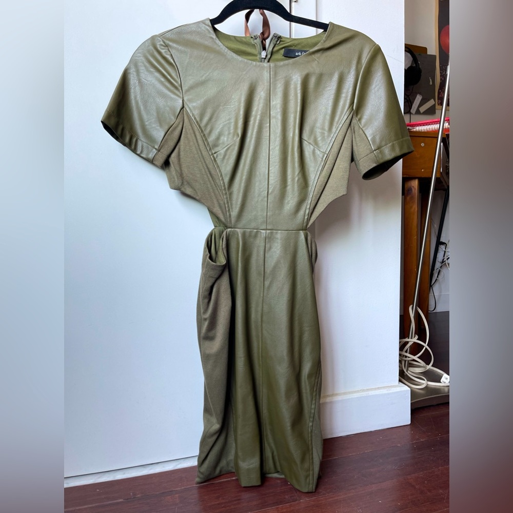 Ark & Co Olive Faux Cutout Leather Dress -  Size S
